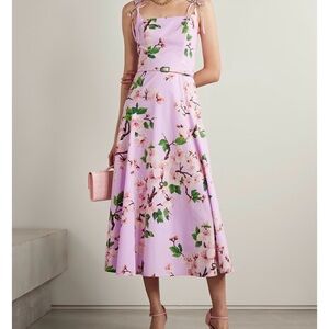 Oscar de la Renta Lavender Floral Midi Dress